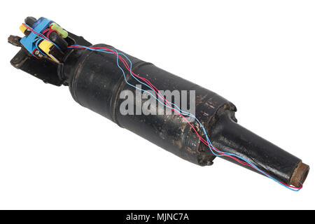 IED (improvised explosive device) with 125mm USSR Tank HEAT Projectile isolated on white background Stock Photo