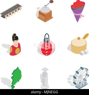 General condition icons set, isometric style Stock Vector