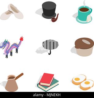 Overall health icons set, isometric style Stock Vector