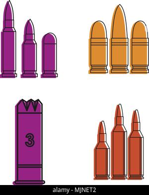 Cartridges icon set, color outline style Stock Vector