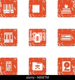 Book day icons set, grunge style Stock Vector