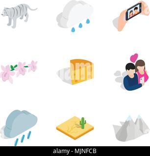 Preserve the wild icons set, isometric style Stock Vector