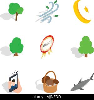 Feral icons set, isometric style Stock Vector
