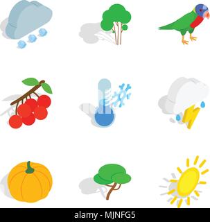 Wildlife icons set, isometric style Stock Vector