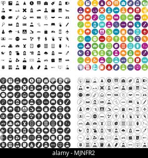 100 initiation icons set vector variant Stock Vector