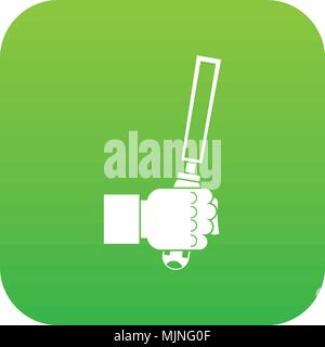 Chisel tool in man hend icon digital green Stock Vector