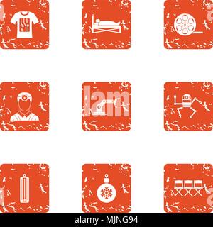 Robotic devices icons set, grunge style Stock Vector