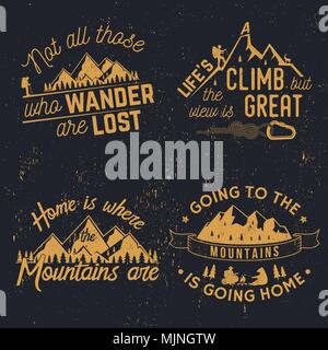 Going to the mountains is going home. Vector illustration. Concept for shirt or logo, print, stamp or tee. Mountains related typographic quote. Retro  Stock Vector
