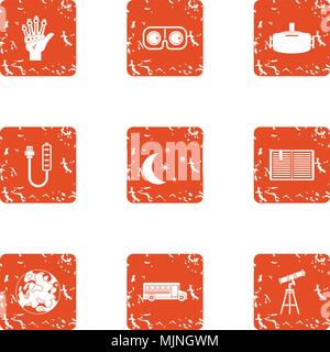 Contemplation icons set, grunge style Stock Vector