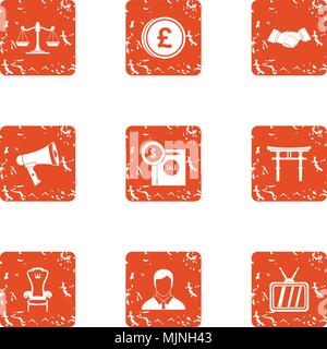 Influential person icons set, grunge style Stock Vector