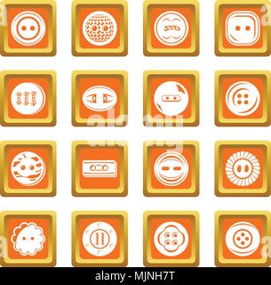 Clothes button icons set orange square vector Stock Vector