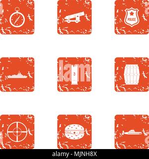 Weapon aim icons set, grunge style Stock Vector