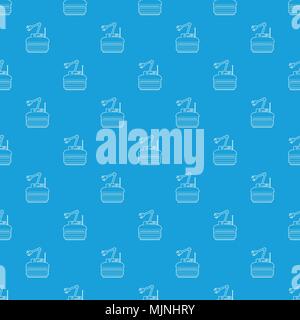 Robot crane pattern vector seamless blue Stock Vector