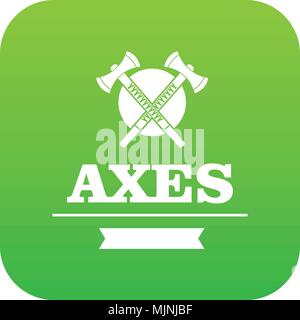 Military axe icon green vector Stock Vector