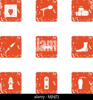 Posthumously icons set, grunge style Stock Vector