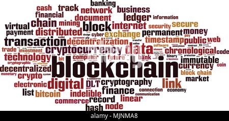 Blockchain word cloud concept. Vector illustration Stock Vector