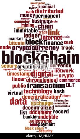 Blockchain word cloud concept. Vector illustration Stock Vector