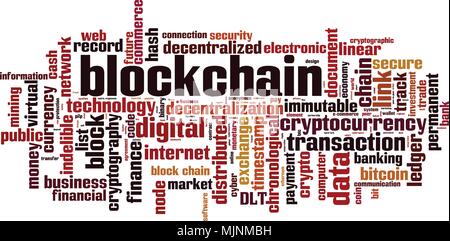 Blockchain word cloud concept. Vector illustration Stock Vector
