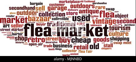 Flea market word cloud concept. Vector illustration Stock Vector