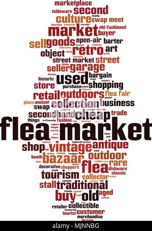 Flea market word cloud concept. Vector illustration Stock Vector