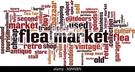 Flea market word cloud concept. Vector illustration Stock Vector
