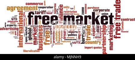 Free market word cloud concept. Vector illustration Stock Vector