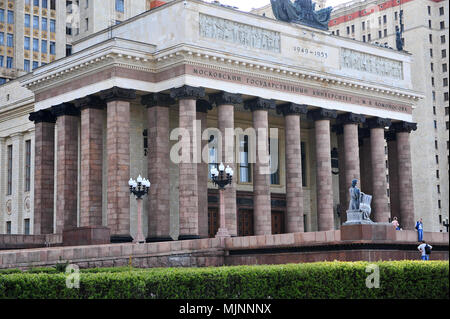 MOSCOW, RUSSIA - APRIL 30: Facade of Moscow State University on April 30, 2018. Stock Photo