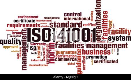 ISO 41001 word cloud concept. Vector illustration Stock Vector