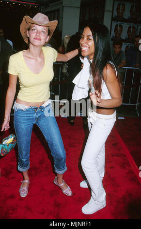 15 Jun 2000, Westwood, Los Angeles, California, USA --- Bijou Phillips and Aaliyah at the premiere of Me, Myself and Irene. --- ' Tsuni / USA 'Aaliyah with Bijou Phillips Aaliyah with Bijou Phillips inquiry tsuni@Gamma-USA.com Stock Photo