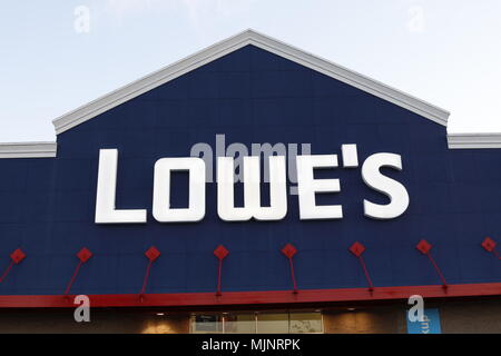 Lowe's Home Improvement Warehouse sign. Lowe's is an American chain of retail home improvement stores in the United States, Canada, and Mexico. Stock Photo