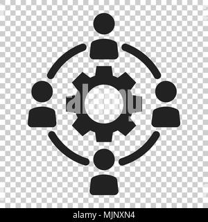 Outsourcing business collaboration vector icon in flat style. People cooperation illustration on isolated transparent background. Teamwork business co Stock Vector