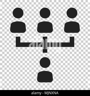 Corporate organization chart with business people vector icon in flat style. People cooperation illustration on isolated transparent background. Teamw Stock Vector