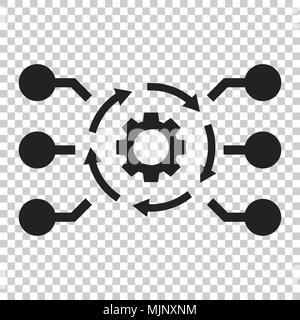 Algorithm api software vector icon in flat style. Business gear with arrow illustration on isolated transparent background. Algorithm concept. Stock Vector