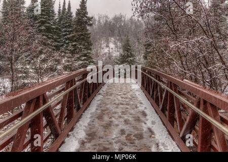 Gooseberry Falls State Park on Minnesota's North Shore of Lake Superior in Winter Stock Photo