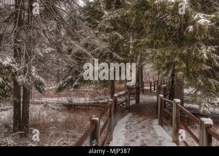 Gooseberry Falls State Park on Minnesota's North Shore of Lake Superior in Winter Stock Photo