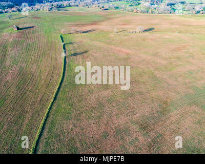 Aerial view of a plowed field in Italy Stock Photo