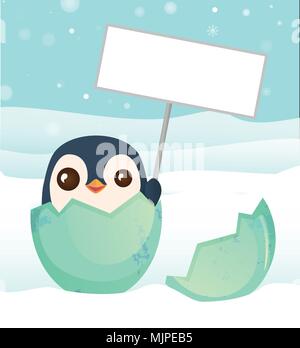 penguin hatched from the egg Stock Vector