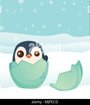 penguin hatched from the egg Stock Vector