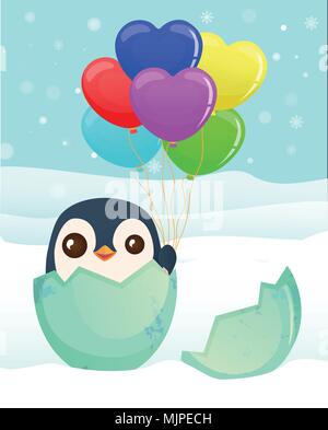 penguin hatched from the egg Stock Vector