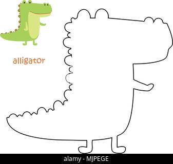 Kids coloring page - alligator Stock Vector