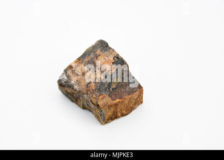 extreme close up with a lot of details of siliceous rock isolated over white background Stock Photo