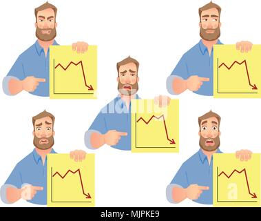 man holding graphs set Stock Vector