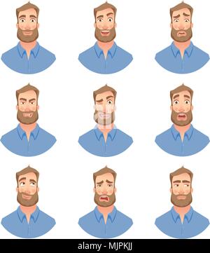 Face of man with beard -set Stock Vector