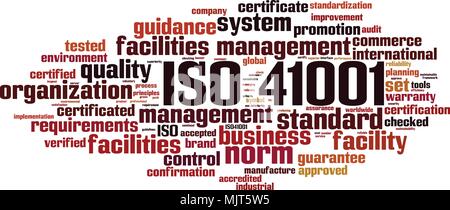 ISO 41001 word cloud concept. Vector illustration Stock Vector