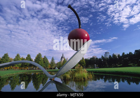 Spoonbridge and Cherry, Minneapolis Sculpture Garden, Minneapolis, Minnesota Stock Photo
