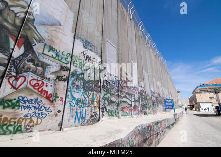 Graffiti at the Israeli West Bank barrier in Betlehem Stock Photo