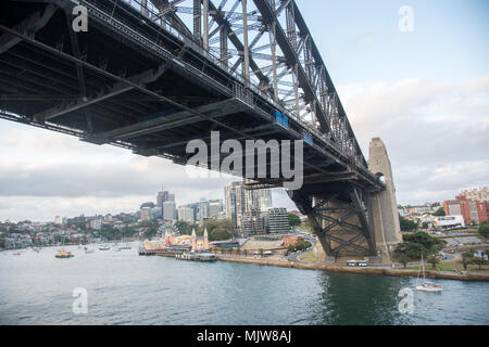 Sydney,NSW,Australia-December 7,2016: Sydney Harbour Bridge with Luna Park and nautical vessels in harbour in Sydney, Australia Stock Photo