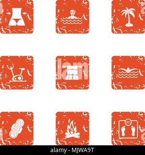 Stature icons set, grunge style Stock Vector