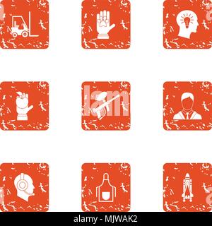 Sparring icons set, grunge style Stock Vector