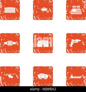 Bring the material icons set, grunge style Stock Vector